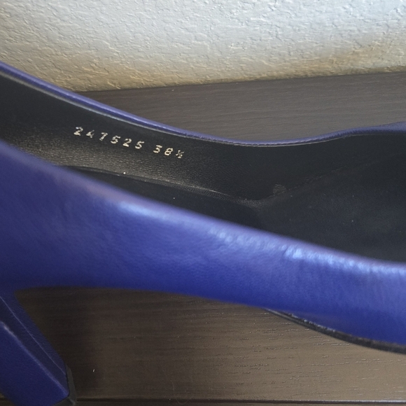 Gucci blue leather pumps 38.5 US 8.5 made in Italy 3.5" heel - Picture 6 of 11